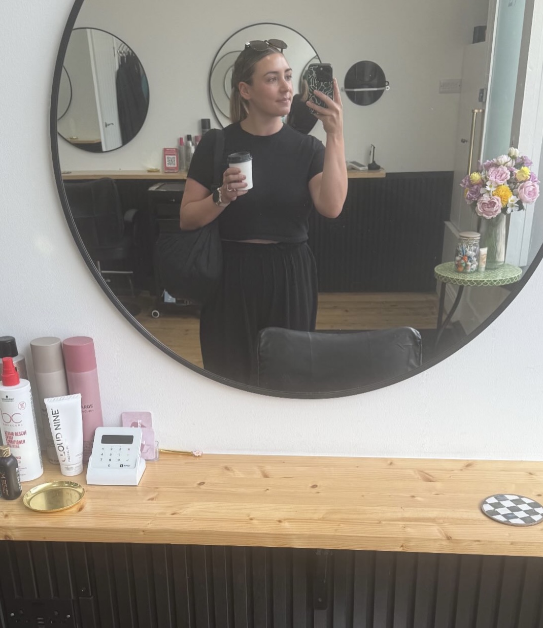 Natalie's styling station at the salon